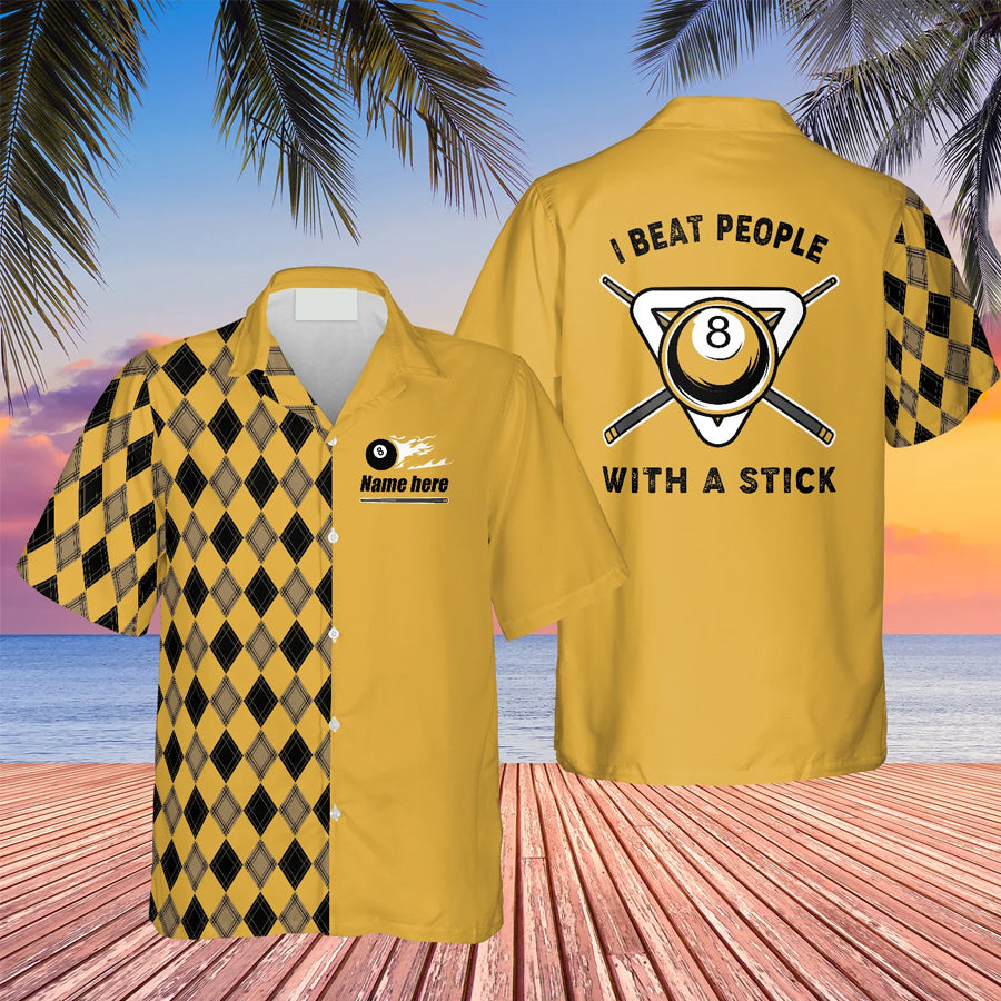 Billiard Custom Shirt/ 8 Pool Player Custom Name Hawaiian Shirt/ Personalized Aloha Shirt For Billiards Player