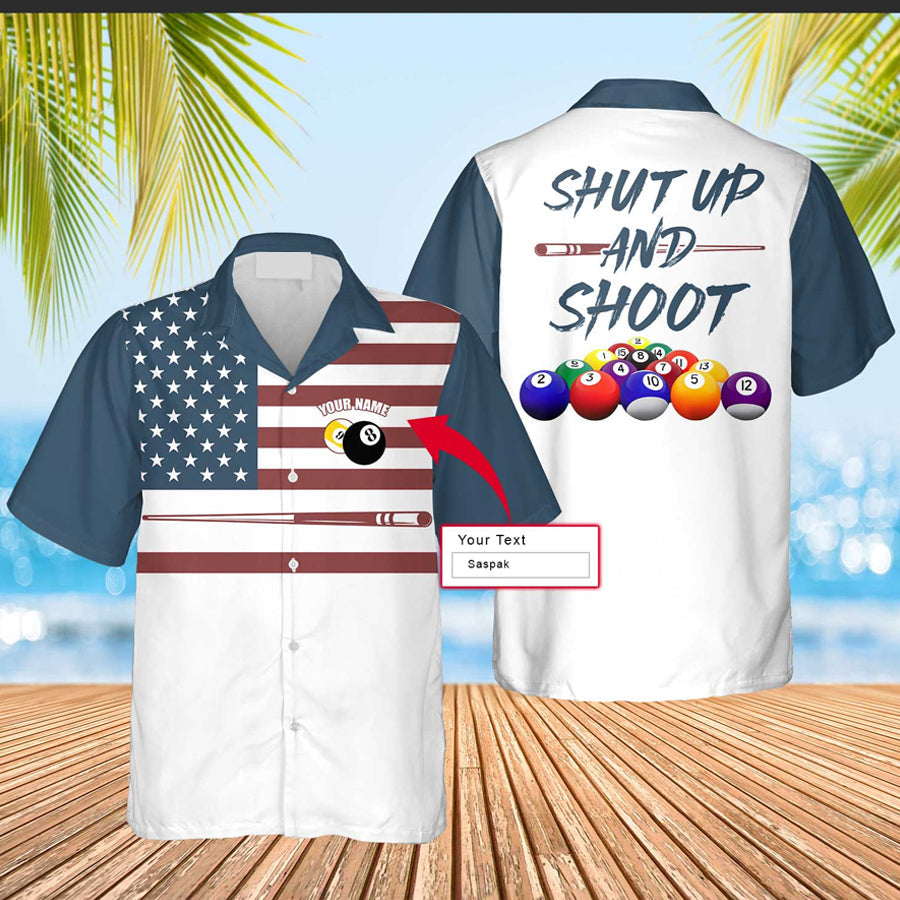 Billiard Custom Shirt/ Pool Player Custom Name Men Hawaiian Shirt/ Personalized Aloha Shirt For Billiards Player Coolspod