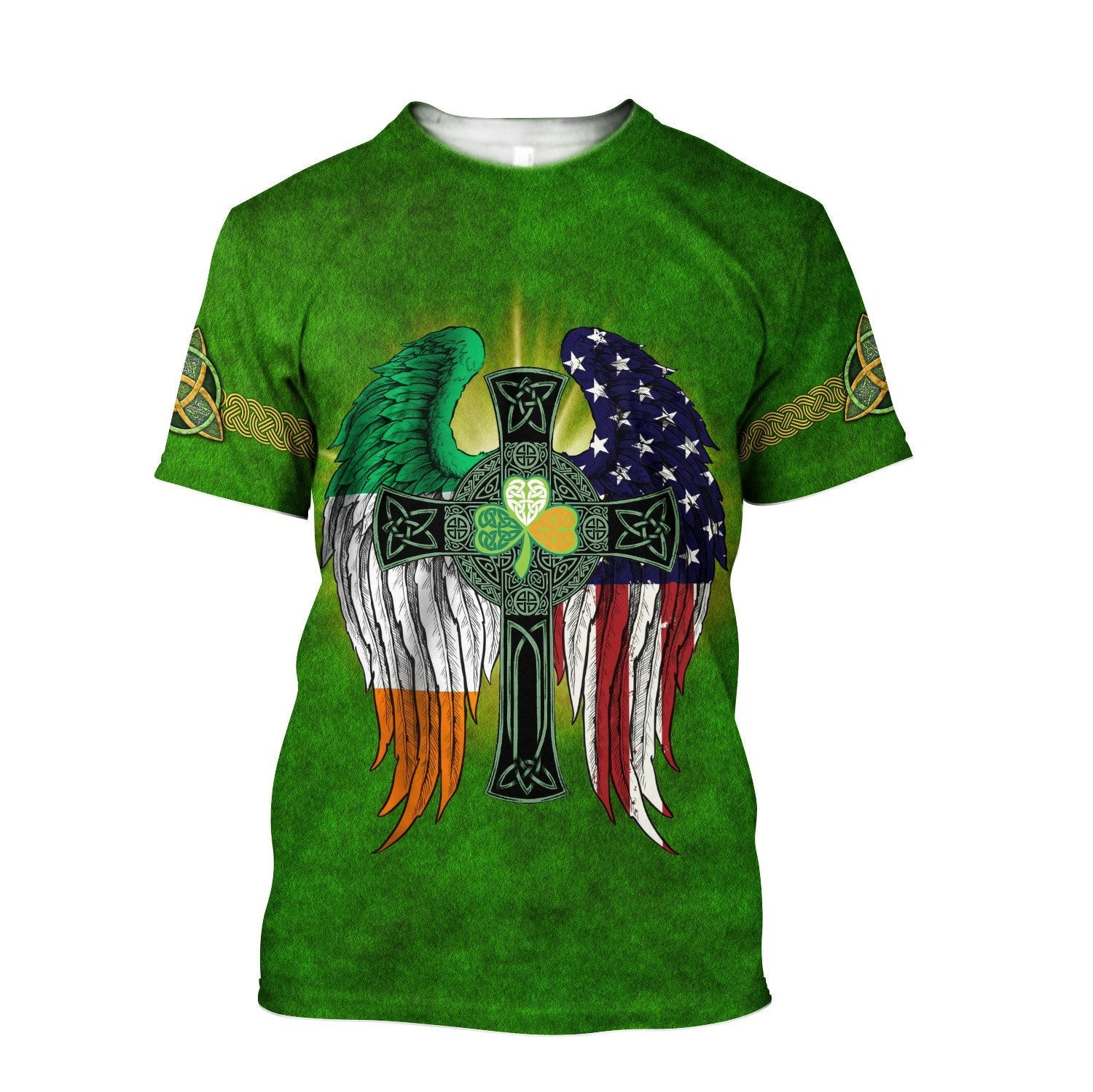 Irish Blessing Celtic Cross Wing Ireland and USA Shirt/ Irish Gift/ Happy St. Patrick