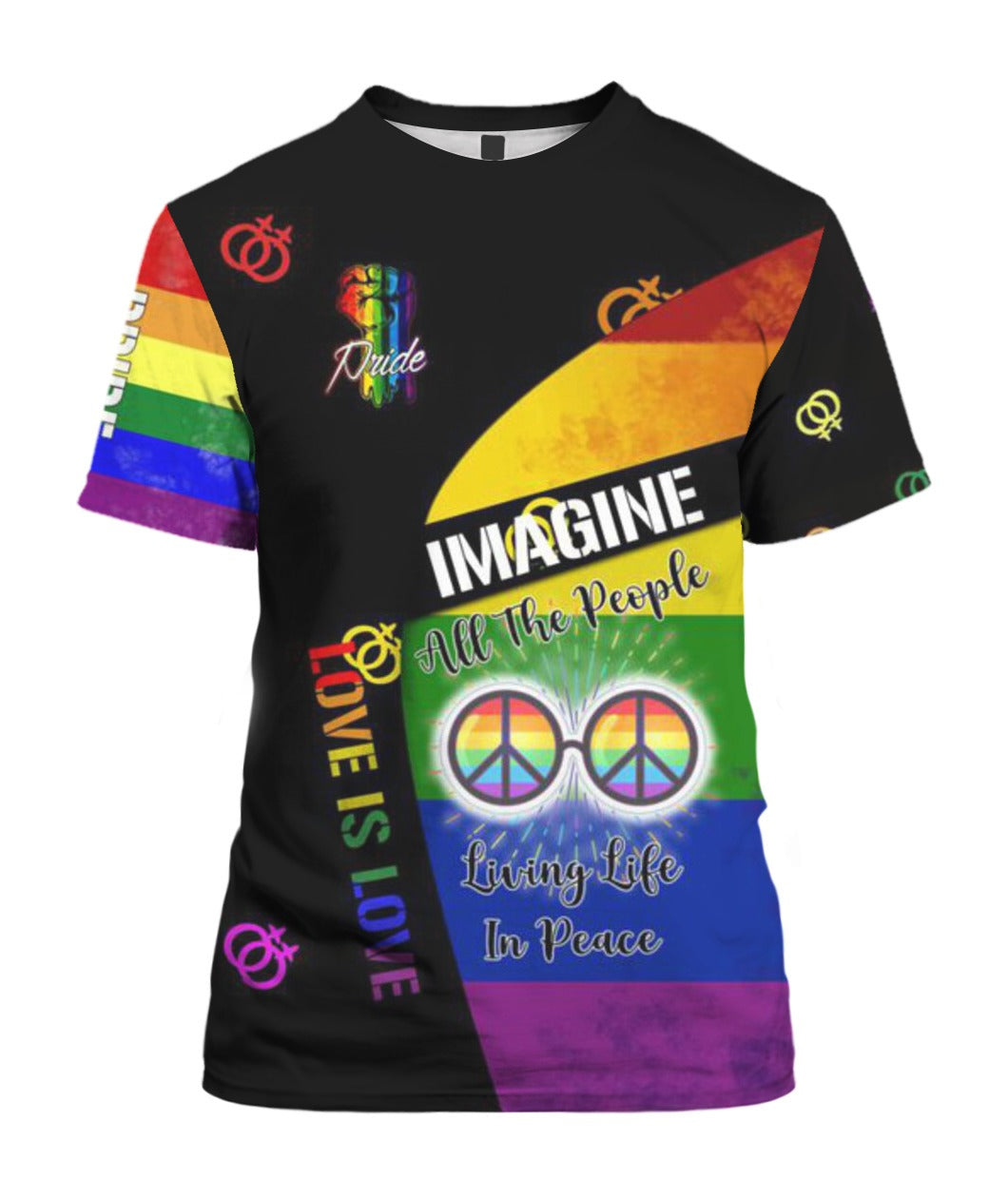 3D All Over Print Pride Lgbtq Shirt For Lesbian Gayer/ Love Is Love Rainbow American Flag Support Lgbt 3D Shirt