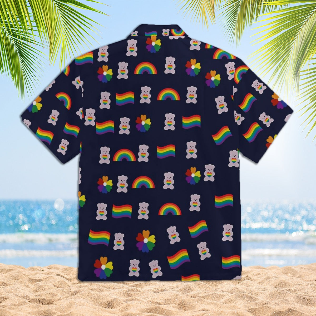 Bear Pride Hawaiian Shirt For Lgbt/ Lgbt Rainbow Flag Hawaiian Shirts/ Heart Rainbow Color Hawaiian Full Printed Shirt