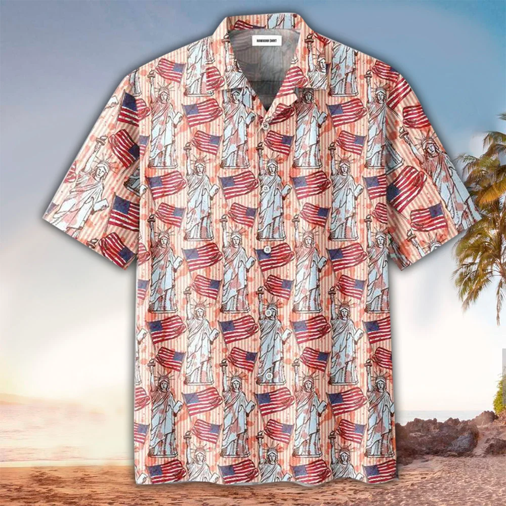 Truck And Firework Pattern Hawaiian Shirt For Men Women - 4th Of July Button Down Aloha Shirt