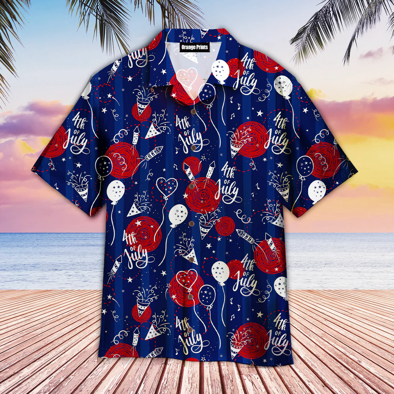 4th Of July Party Seamless Hawaiian Shirt/ For Men & Women