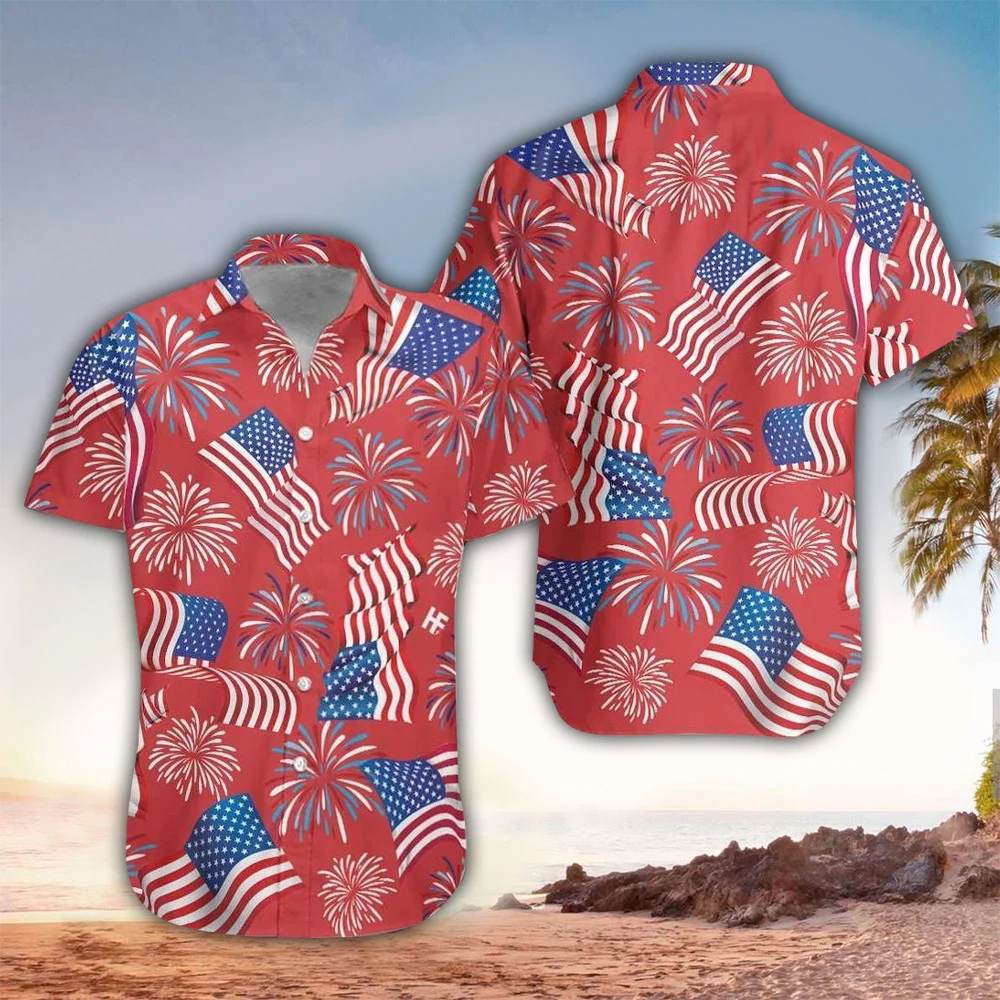 Rooster American Flag Hawaiian Shirt For Men Women - 4th Of July Button Down Aloha Shirt