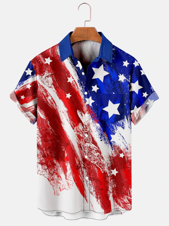 Men''s 4th of July Men''s Short Sleeve Patriotic Hawaiian Shirt/ Independence Day hawaiian shirt
