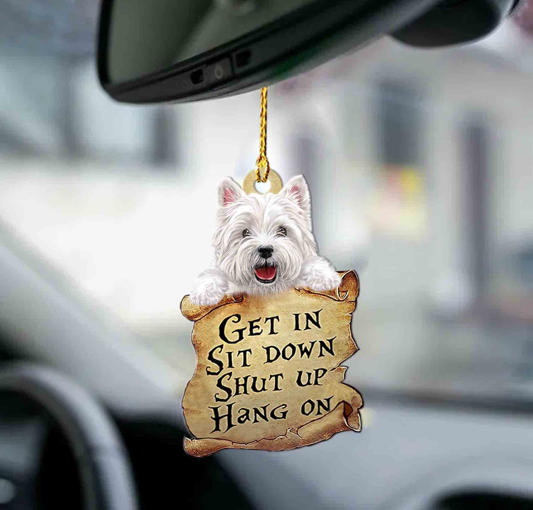 West Highland Car Ornaments/ White Terrier get in West Highland White Terrier lover two sided ornament