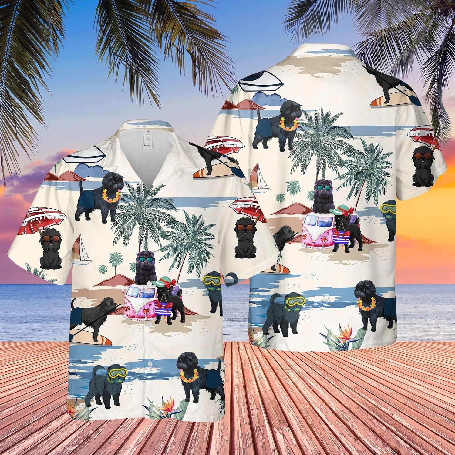 Affenpinscher Summer Beach Hawaiian Shirt/ Aloha Short Sleeve Summer Travel/ Gift To Dog Lovers
