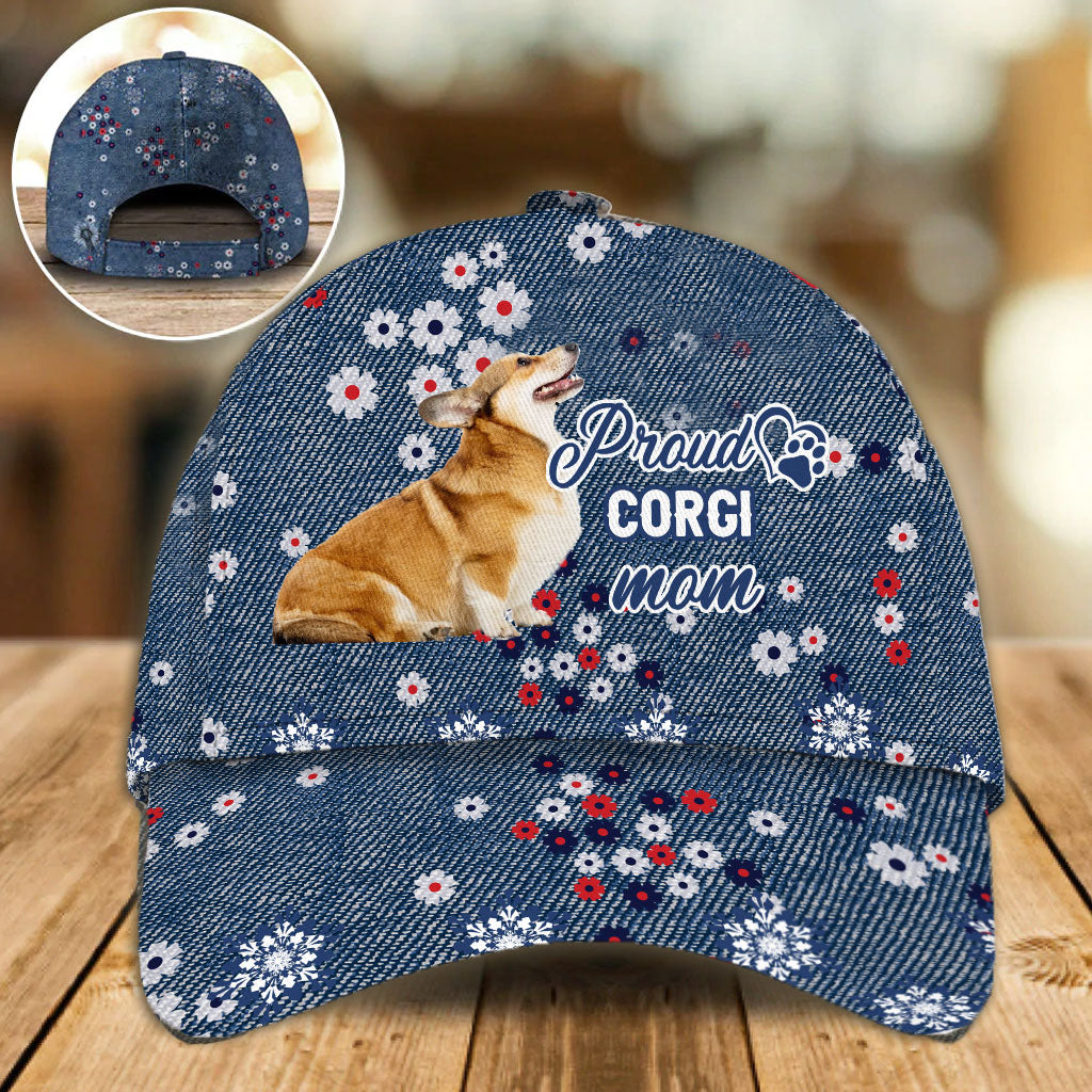 Personalized Corgi Proud Mom Baseball Cap Hat/ Custom Cap Hat With Pet Photo Image