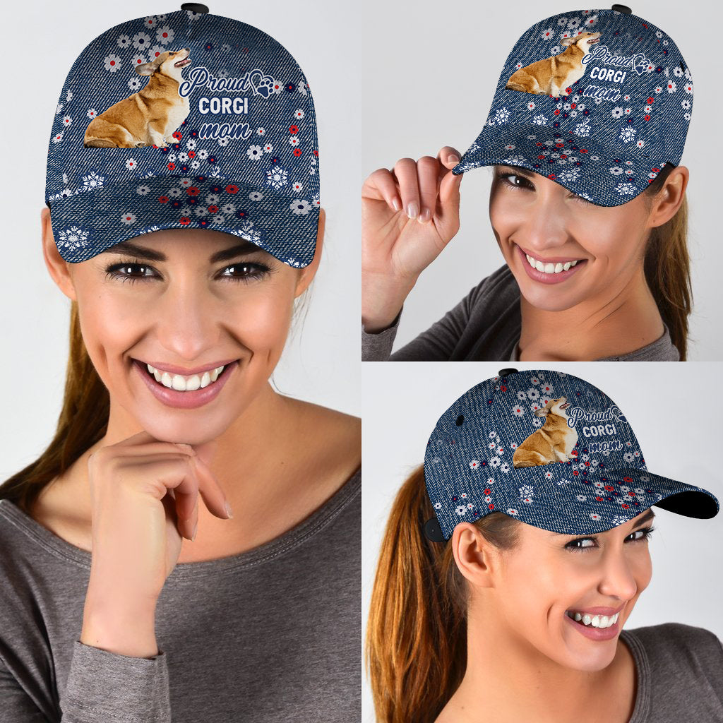 Personalized Corgi Proud Mom Baseball Cap Hat/ Custom Cap Hat With Pet Photo Image