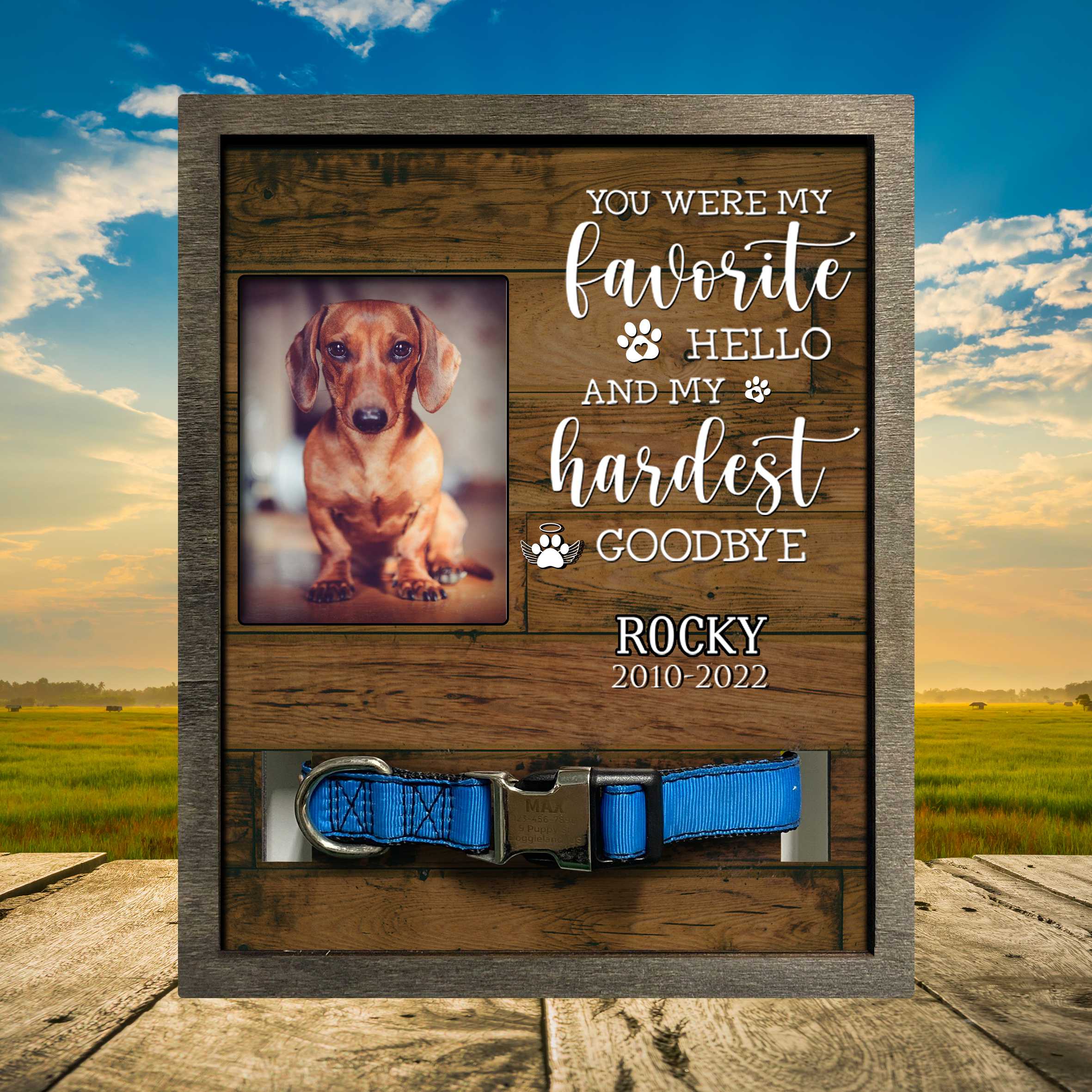 Memorial Picture Frames For Loss Of Loved Dog/ Pet Collar Keepsake Picture Frame/ Picture For Pet Loss