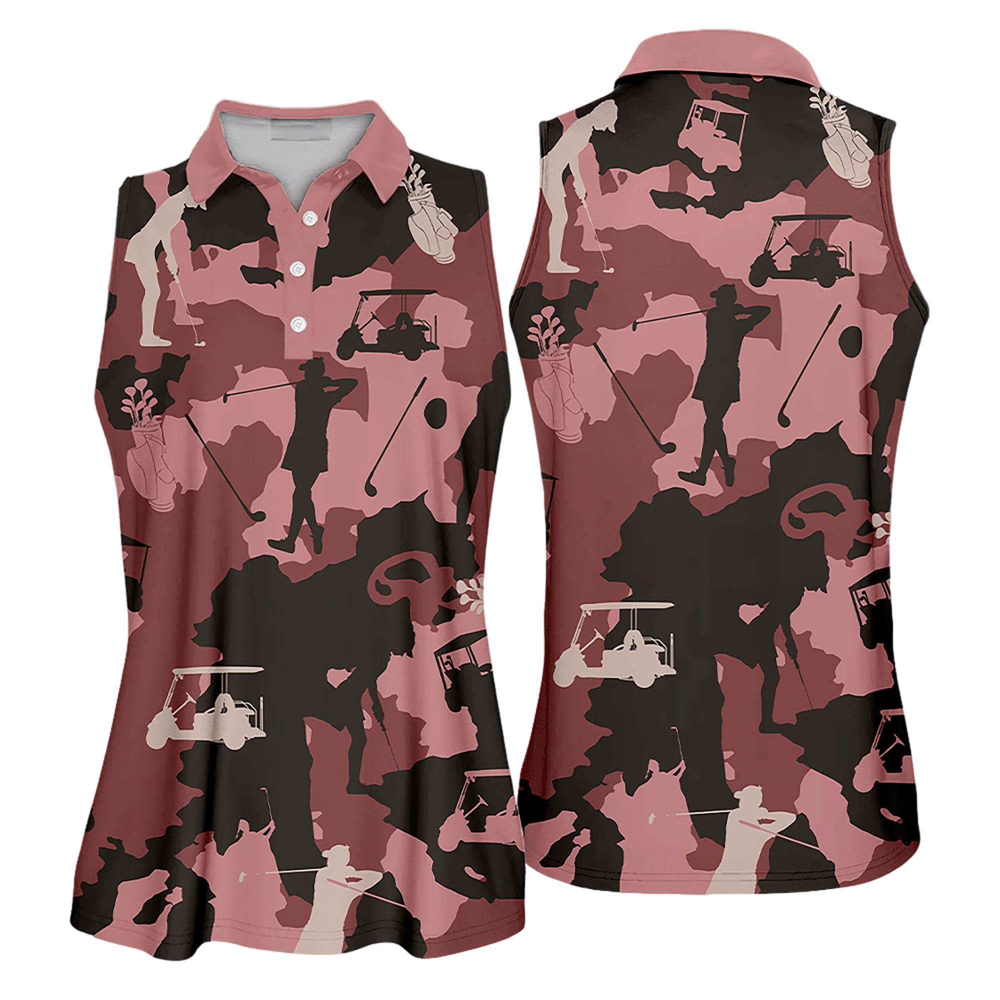 Golf Girl Camouflage Golfer Gift Color Sleeveless Polo Shirt/ Short Sleeve Polo Shirt for women