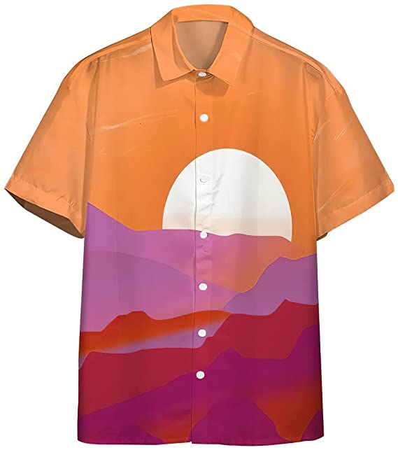 Lesbian Pride Sunrise Hawaiian Shirt/ Hawaiian Pocket Shirt Unisex Full Print For Tropical Summer Holiday Vacation Full Size