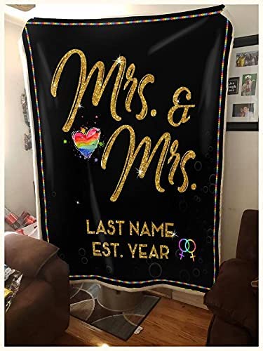 Personalized Mrs And Mrs Lgbtq+ Pride Blankets Gay Pride Lesbian Pride Blankets/ Gay Couples Lesbian Couples Gift