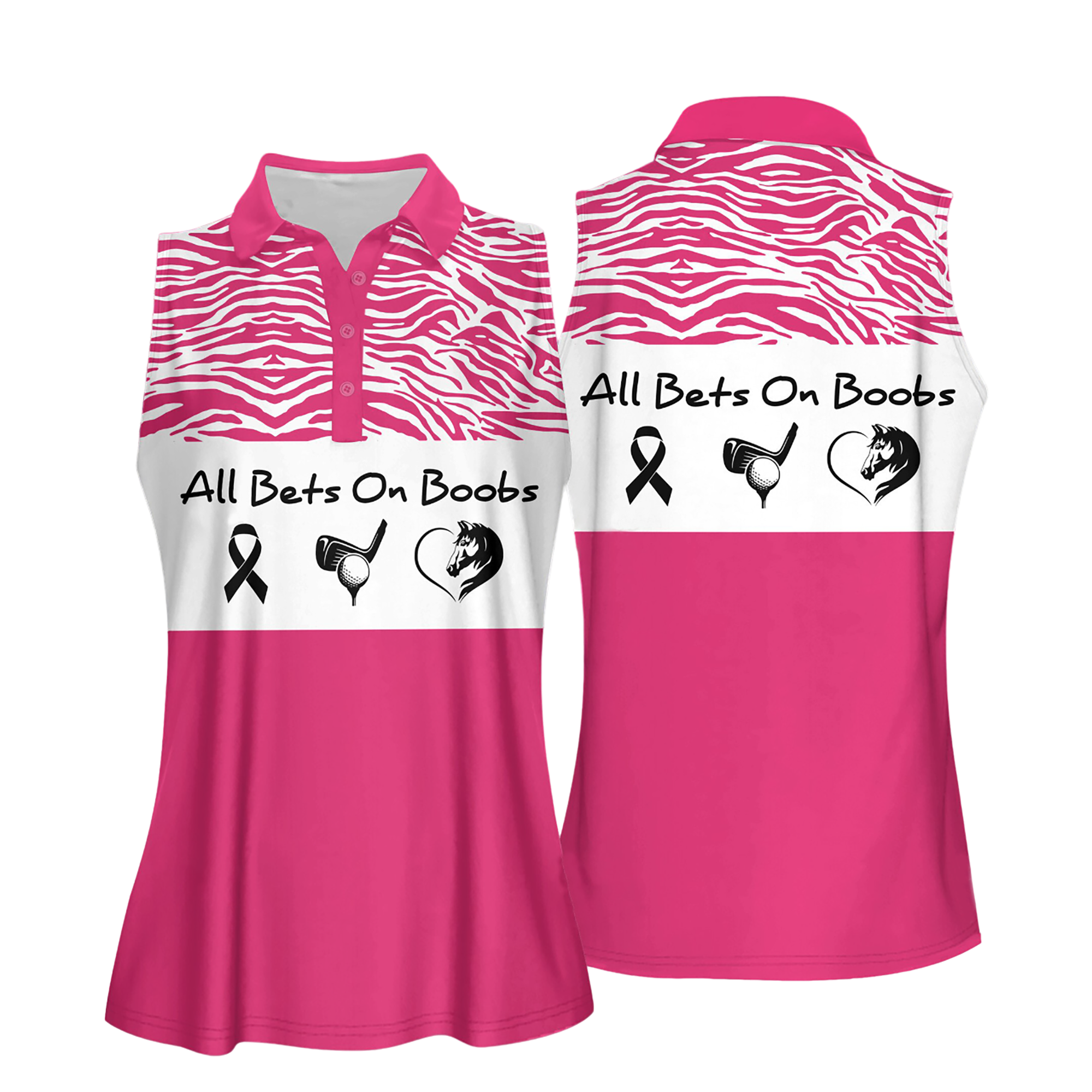 All Bets On Boobs Women Short Sleeve Polo Shirt/ Sleeveless Golf Polo Shirt
