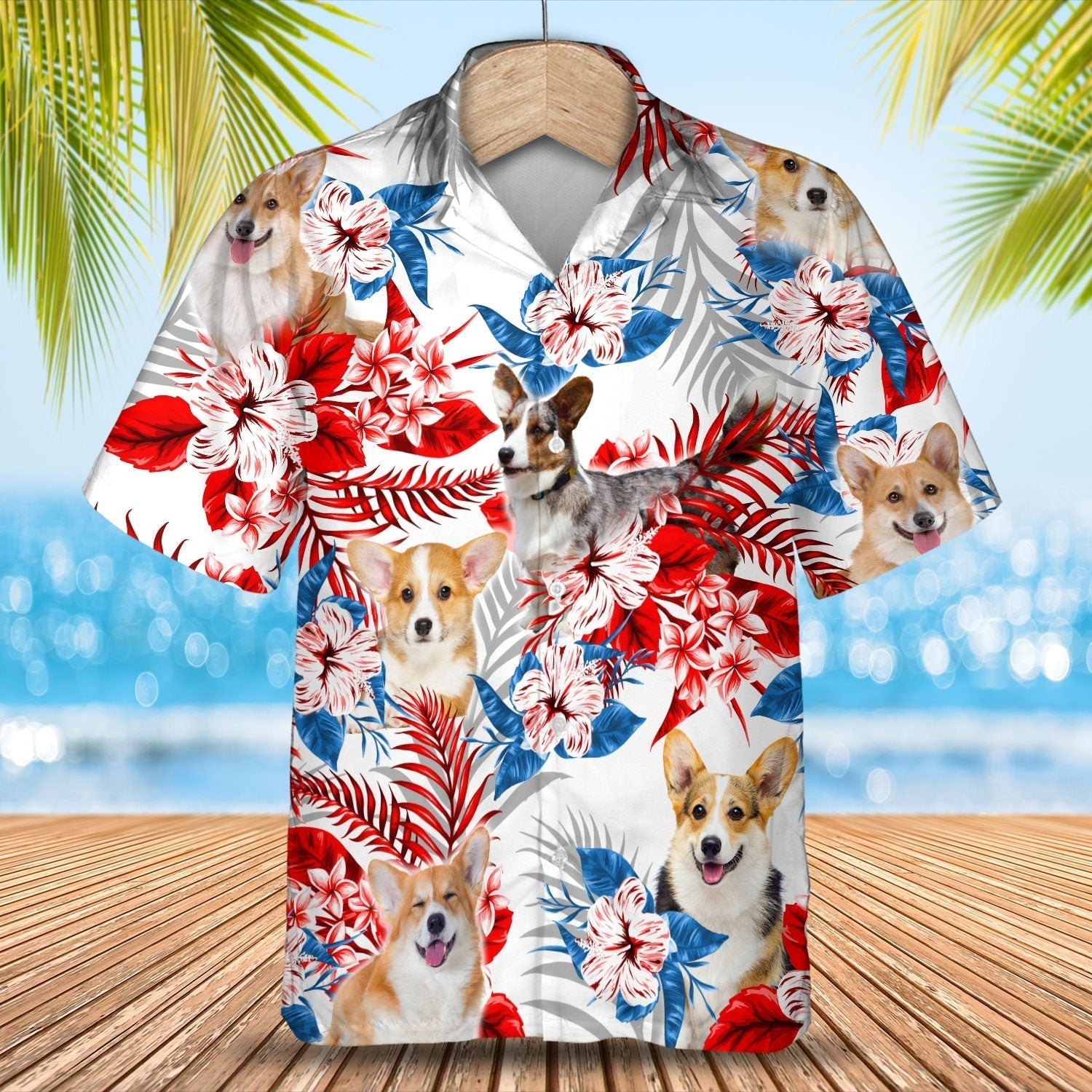 Welsh Corgi Hawaiian Shirt/ Cool 3D Full Print Dog In Aloha Beach Shirts/ Dog Hawaiian Shirt