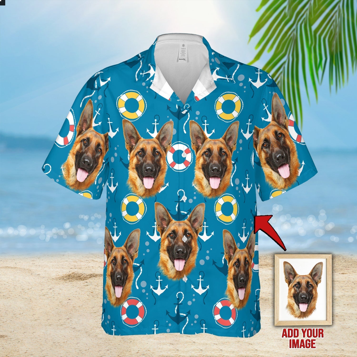 Custom Photo Hawaiian Shirt/ Sea Pattern Short-Sleeve Hawaiian Shirt/ Shirt for Pet Lover