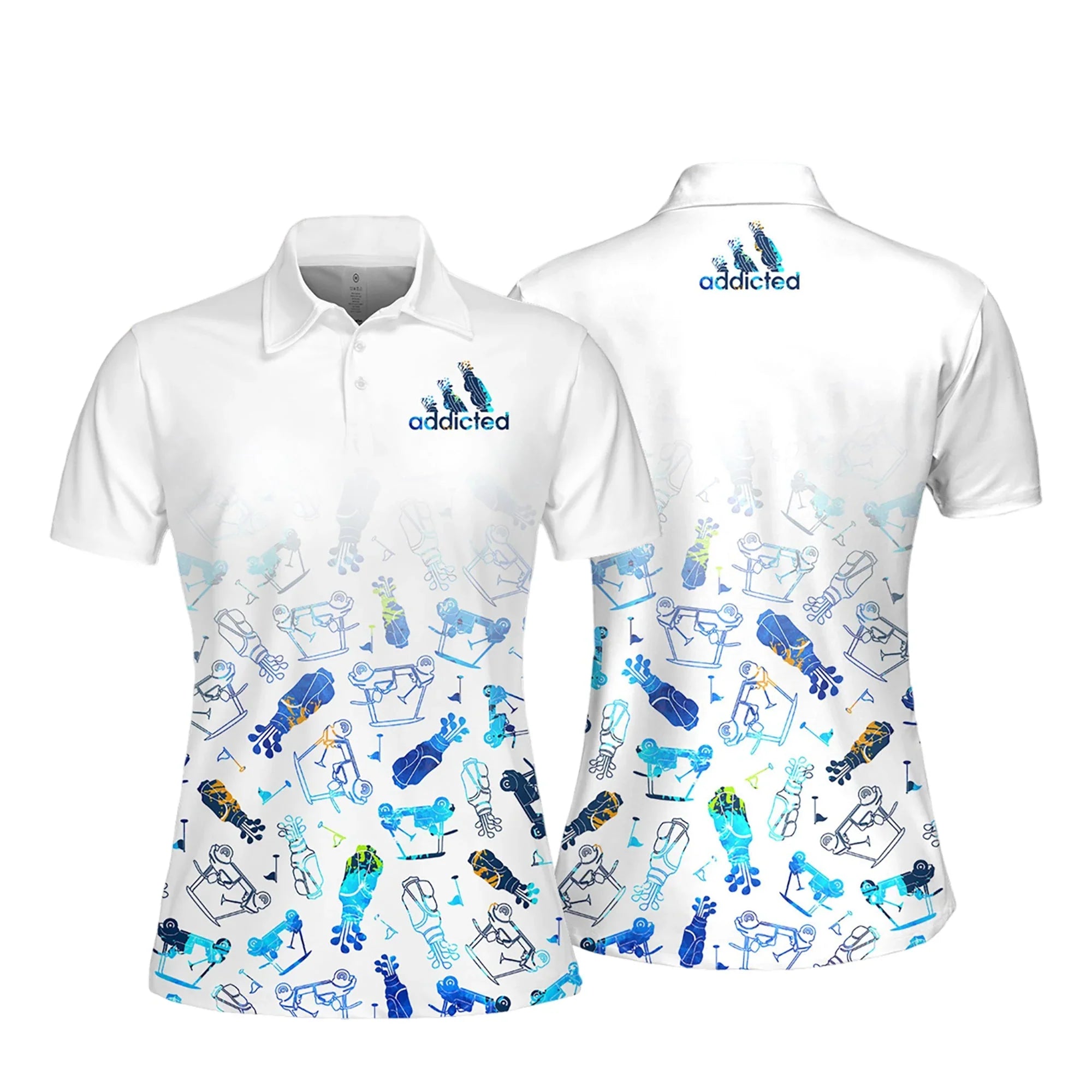 Addicted Golf Watercolor Women Short Sleeve Polo Shirt/ Women’s Jersey Polo Shirt