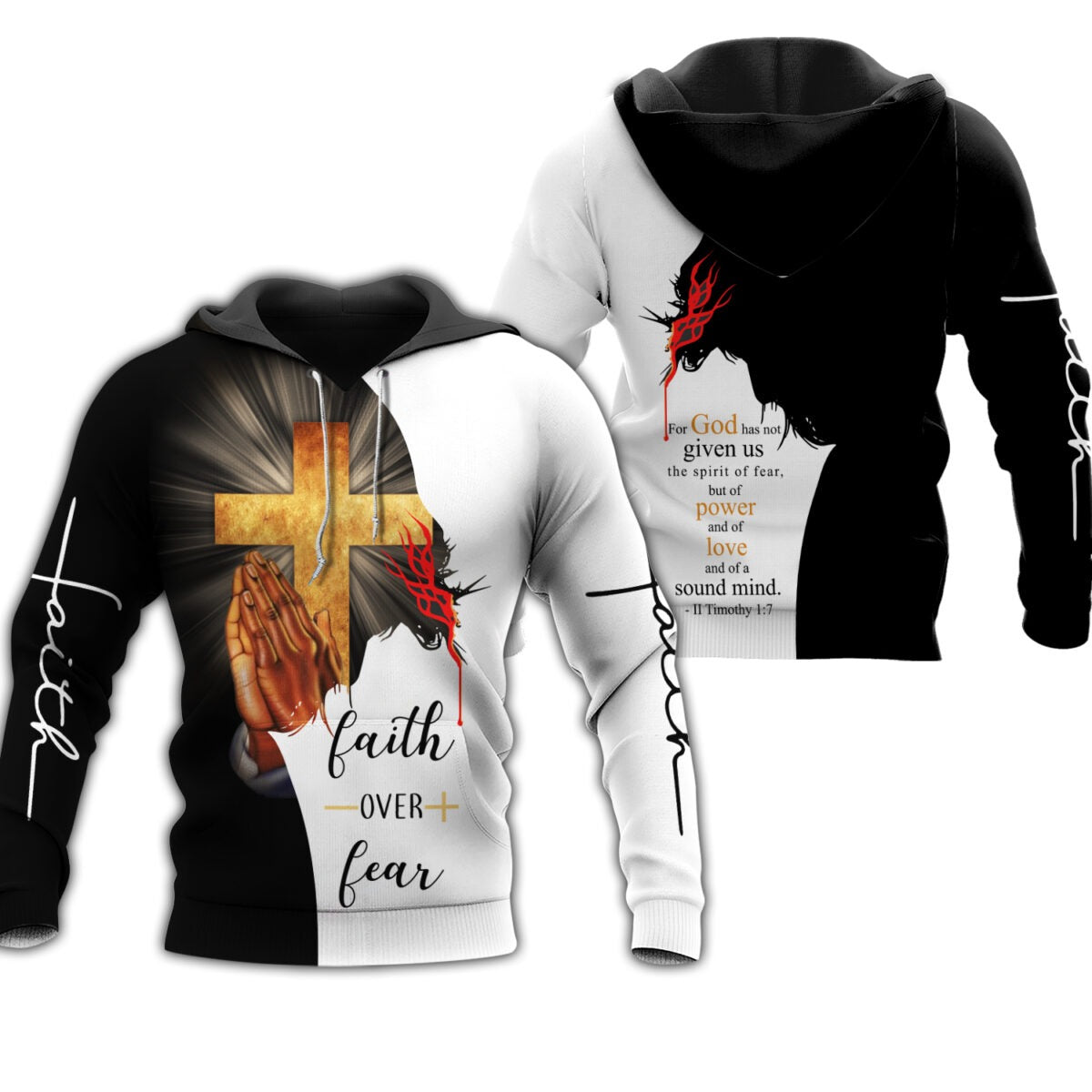 Faith Over Fear 3D All Over Printing T Shirt/ Trust In God Tshirt/ Sublimation Jesus 3D Hoodie