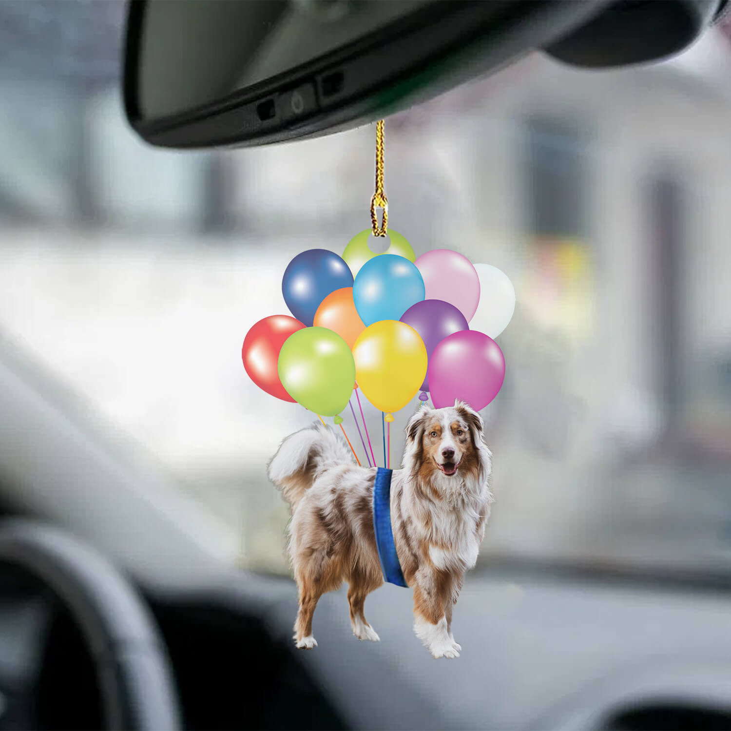 Balloon Dog Ornament Australian Shepherd Dog Fly With Bubbles Dog Hanging Ornament Car Ornament Coolspod
