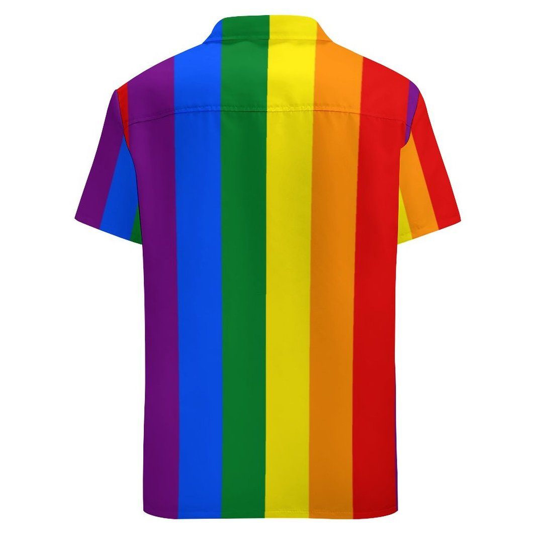 Lgbt Rainbow Gay Pride Flag Hawaiian Vintage Shirt Mens Button Down Plus Size Tropical Hawaii Beach Shirts