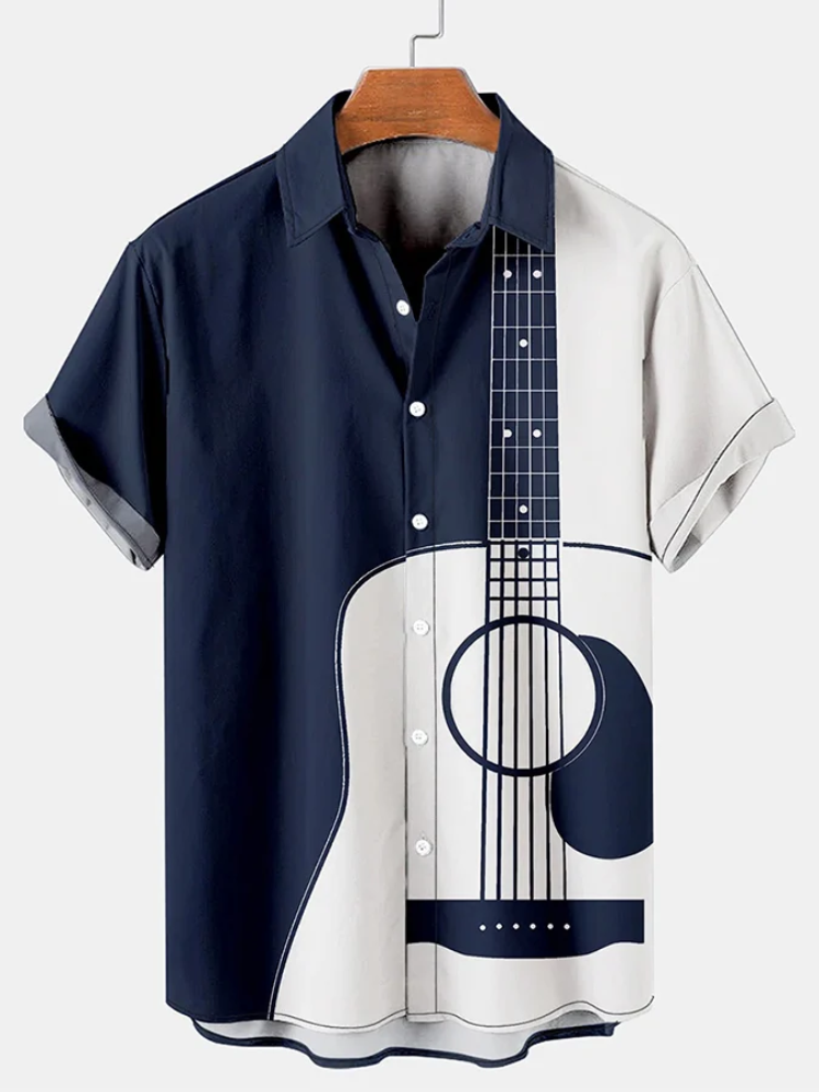 Music Elements Fashion Print Beach Short-sleeved Hawaiian Shirt