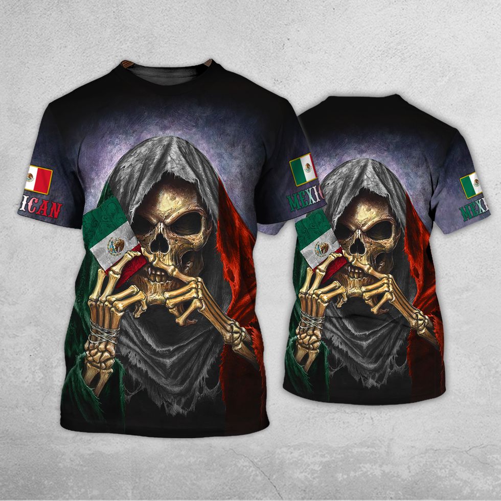 Mexican 3D Shirt/ Skull Give Card Mexico With Pattern Flag Printed Shirt