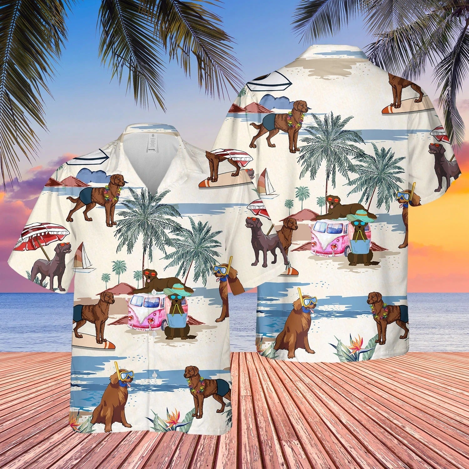 Chesapeake Bay Retriever Summer Beach Hawaiian Shirt/ Cool Hawaii Shirt For Travel Summer