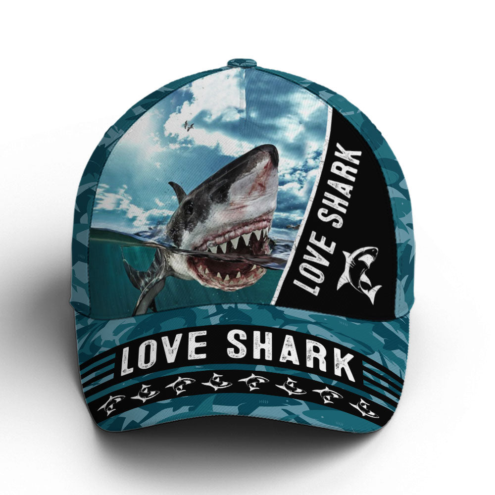 Love Shark Tiger Shark Ocean Theme Baseball Cap Coolspod