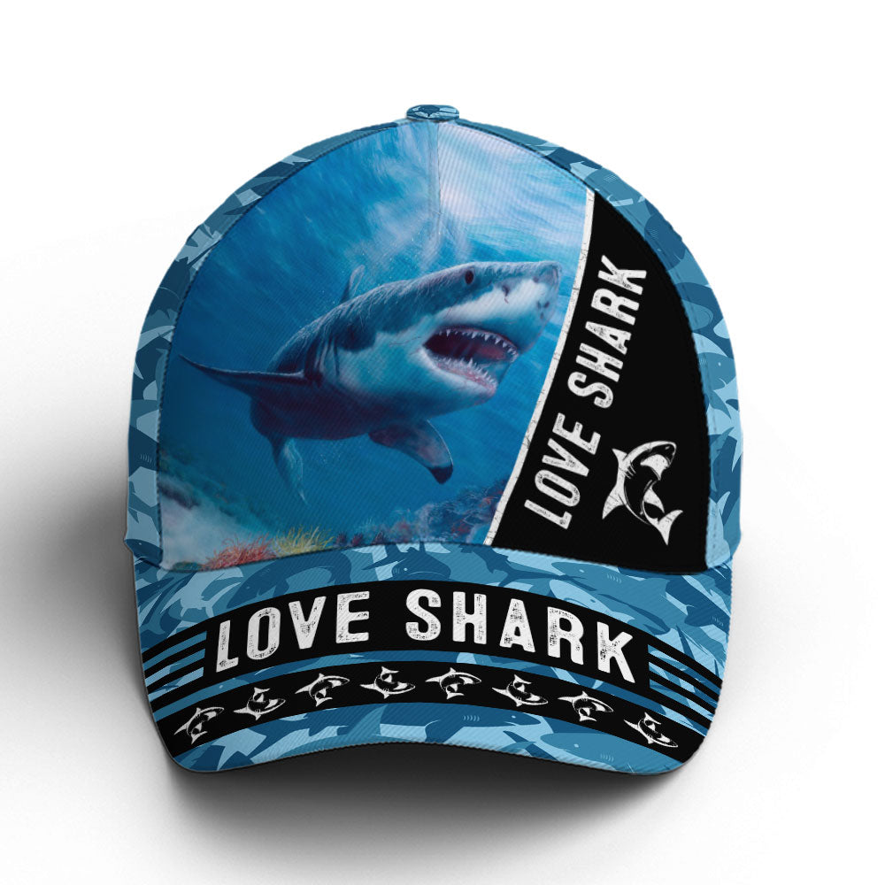 Love Shark Great White Shark Ocean Theme Baseball Cap Coolspod