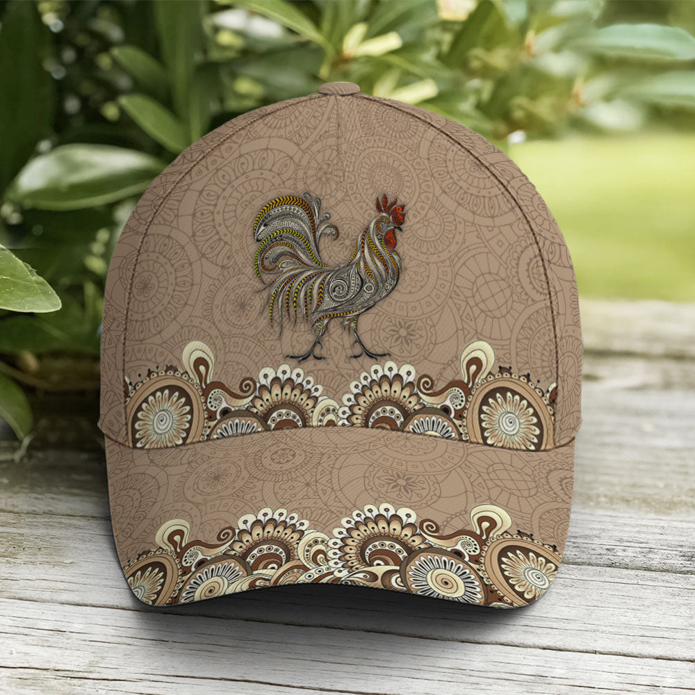 Vintage Floral Rooster Chicken Baseball Cap Coolspod
