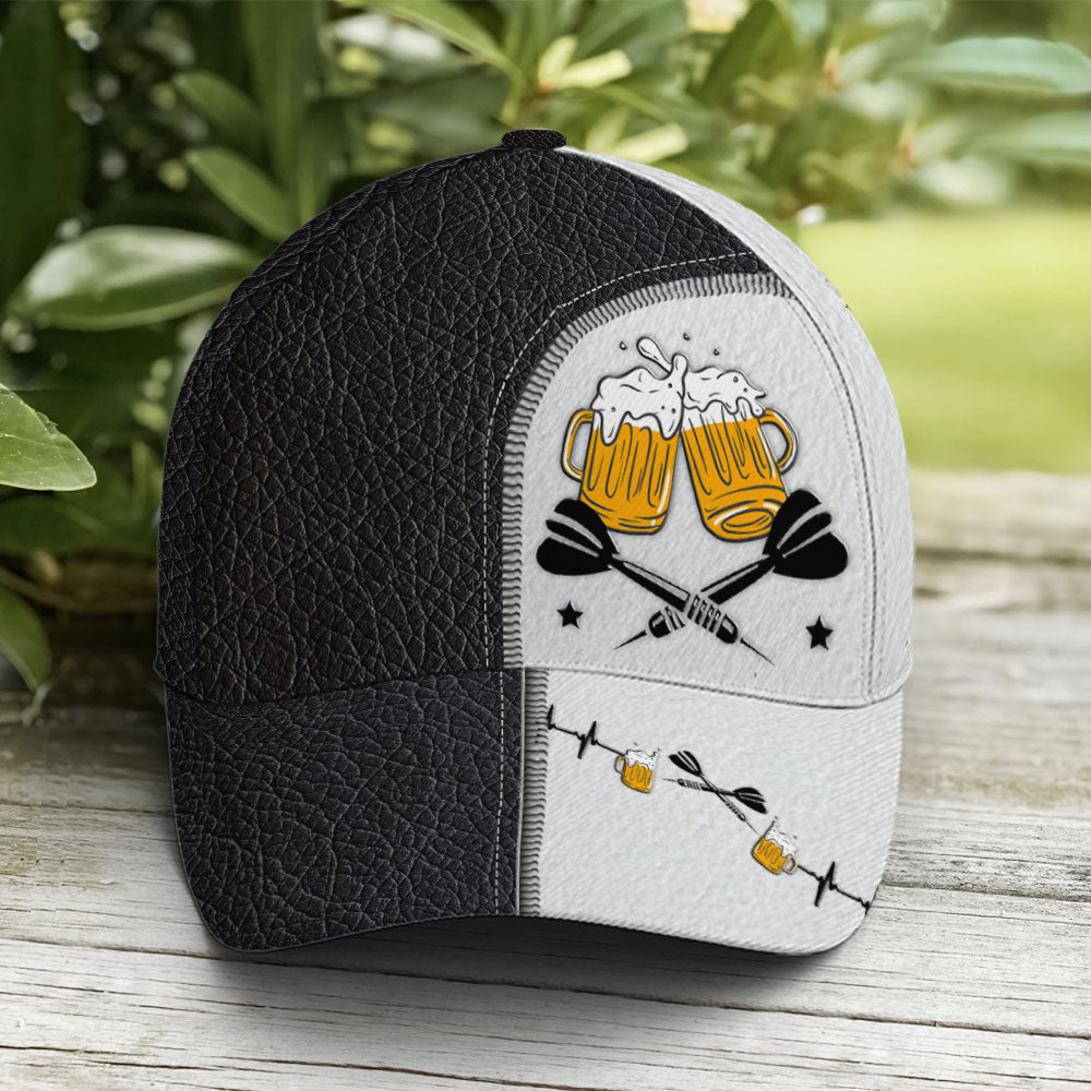 Dart And Beer Two-tone Leather Baseball Cap Coolspod