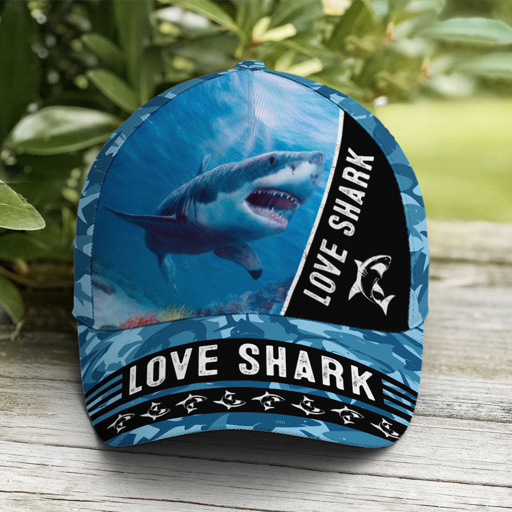 Love Shark Great White Shark Ocean Theme Baseball Cap Coolspod