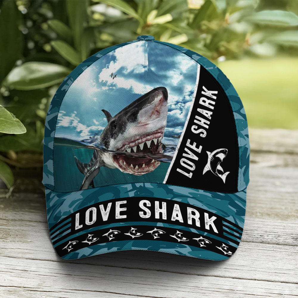 Love Shark Tiger Shark Ocean Theme Baseball Cap Coolspod