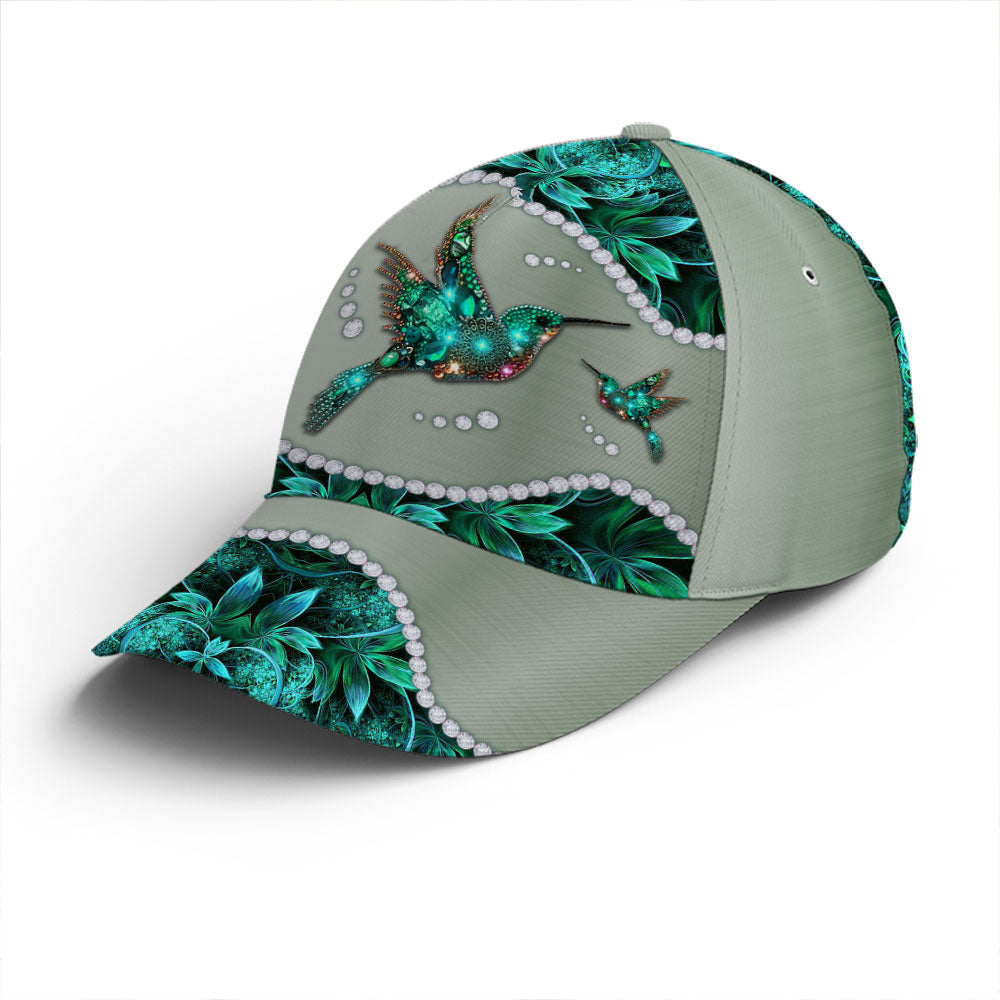 Turquoise Metallic Style Hummingbird Baseball Cap Coolspod