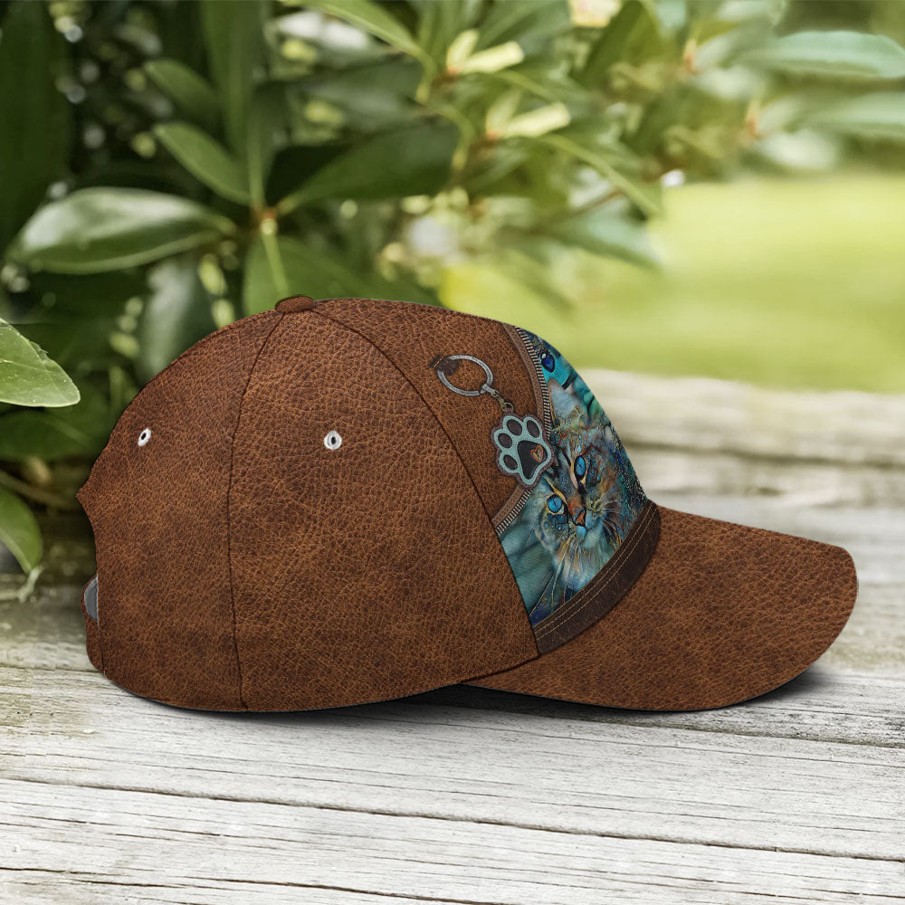 Just A Girl Who Loves Cats Art Leather Style Baseball Cap Coolspod