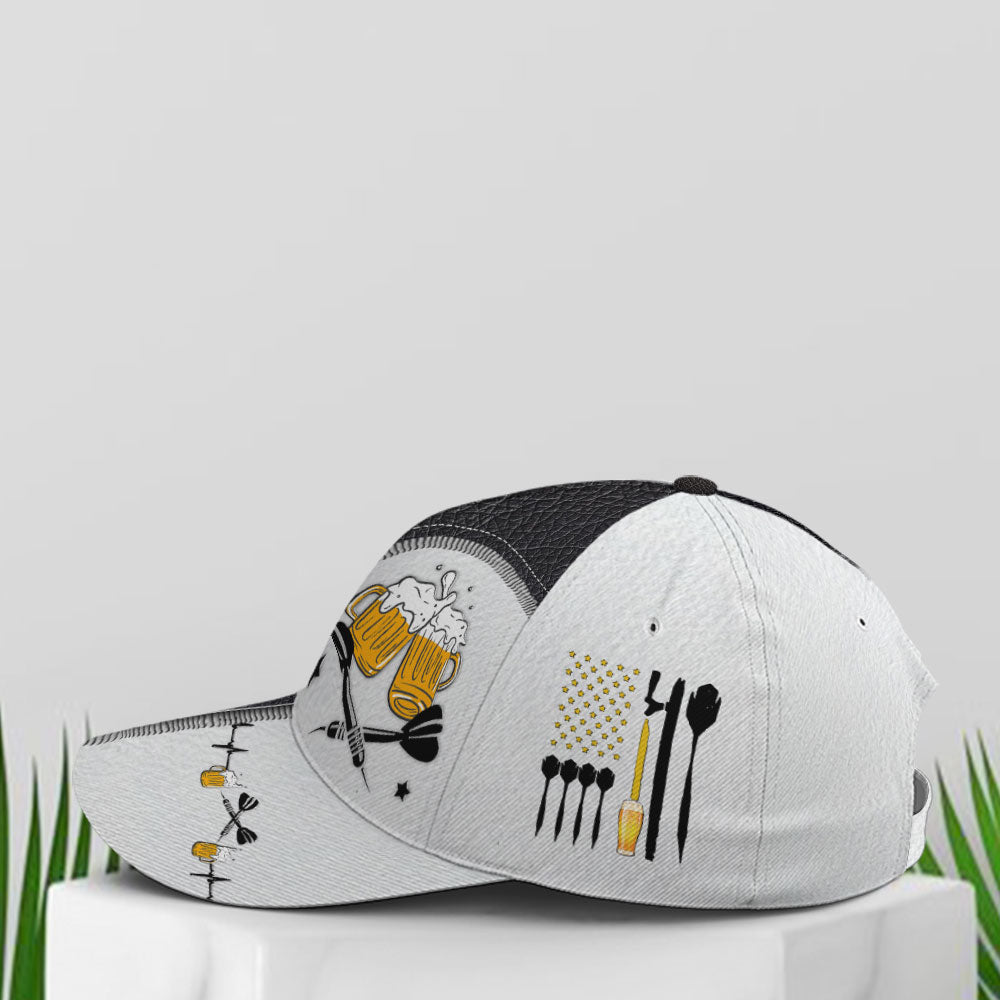 Dart And Beer Two-tone Leather Baseball Cap Coolspod