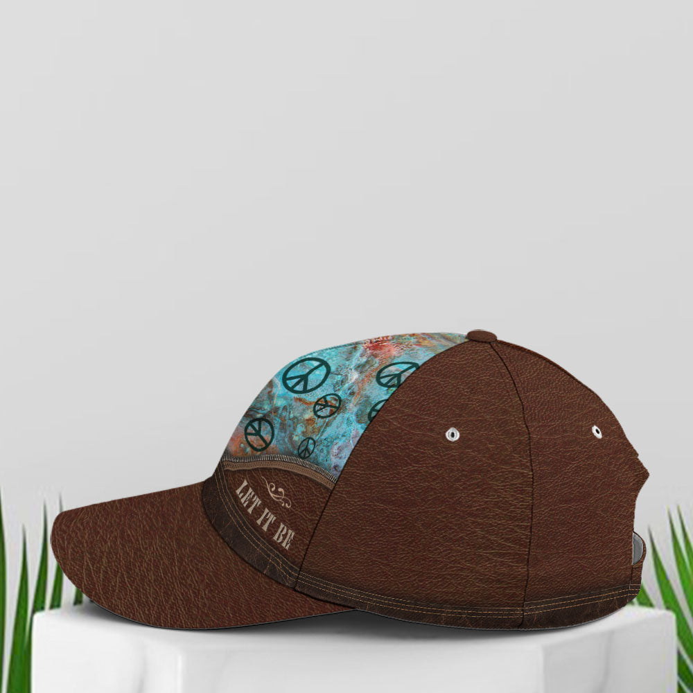 Hippie Let It Be Dragonfly Leather Style Baseball Cap Coolspod