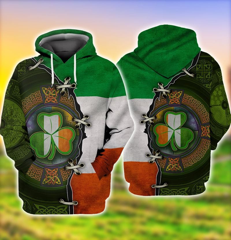 Shamrock Ireland Flag Pattern 3D Shirt/ Happy Patrick''s Day Shirt/ Idea Shirt For Patrick Day