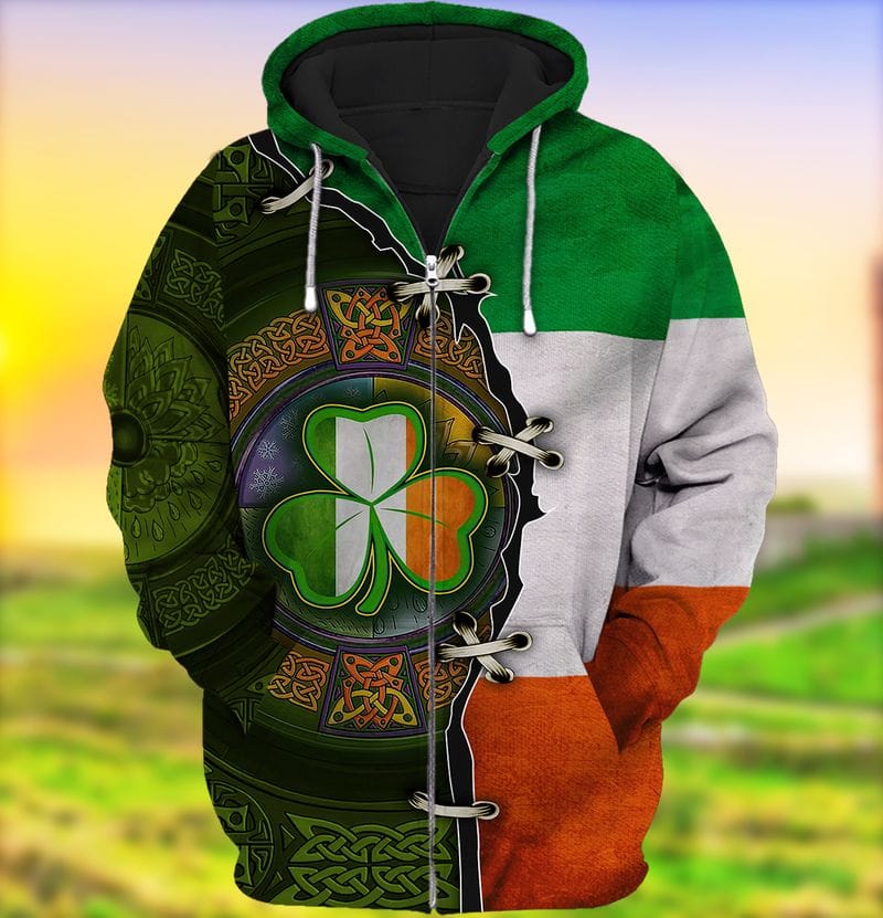 Shamrock Ireland Flag Pattern 3D Shirt/ Happy Patrick