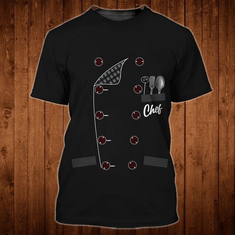 Black Chef Coat 3D All Over Print T Shirt/ Master Chef Shirts