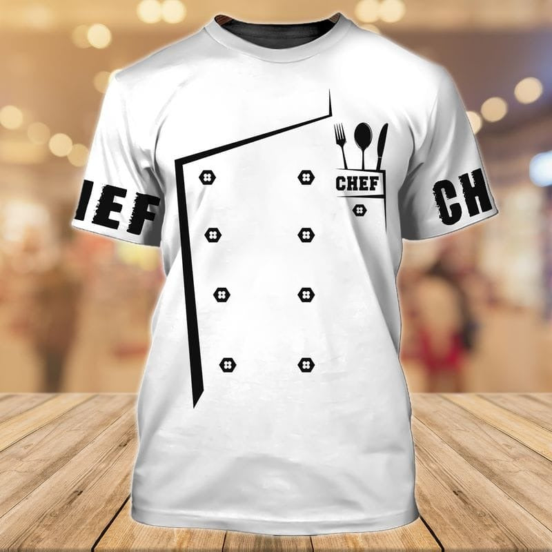 Chef Uniform 3D All Over Printed T Shirt/ White Shirt For Master Chef/ Chef Premium Shirts