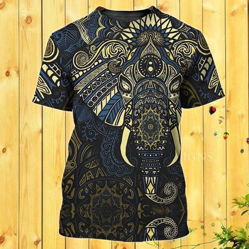 Elephant Mandala 3D All Over Print Shirt For Men Women/ Hippie Shirt Mandala Elephant Pattern