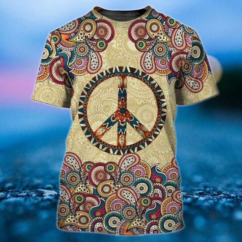 Peace Hippie 3D T Shirt/ Vintage Hippie Peace 3D Full Printed Shirts/ Hipster Shirts/ Cool Hippie Gift