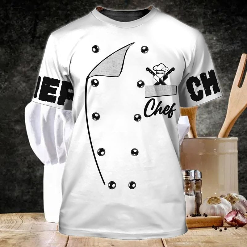 White Chef Coat 3D Tshirt For Men And Women/ Gift For New Chef/ Best Gift For Master Chef