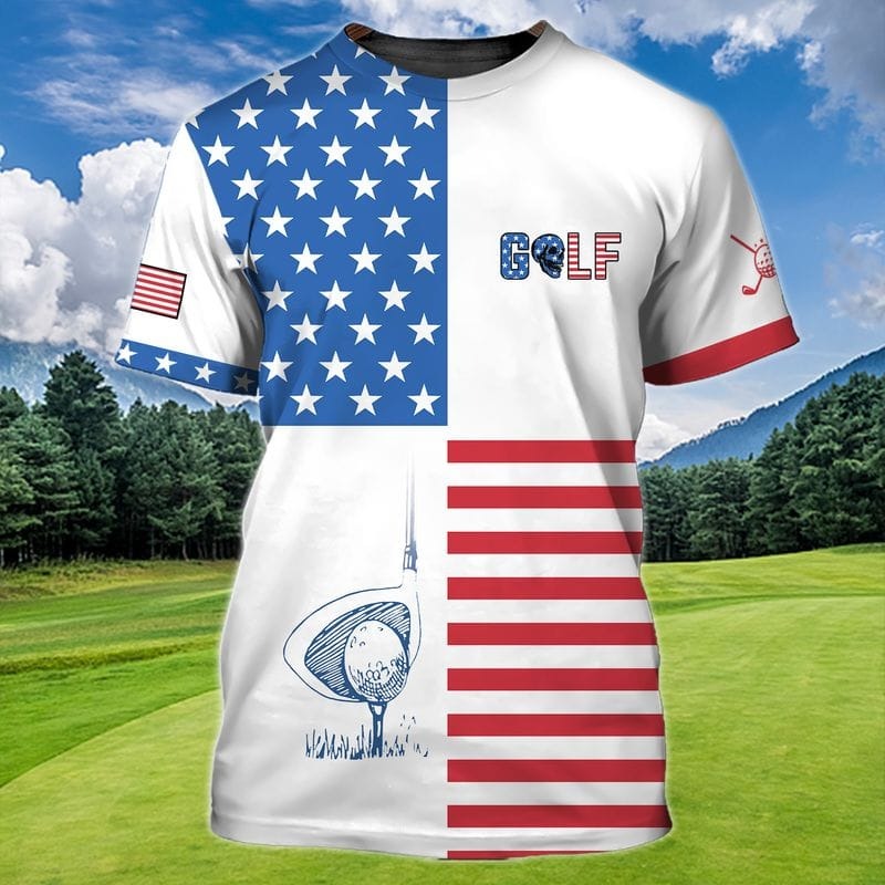 Golf USA Flag Pattern Shirt/ Golfer T Shirt/ Golfer Shirt For Men Women