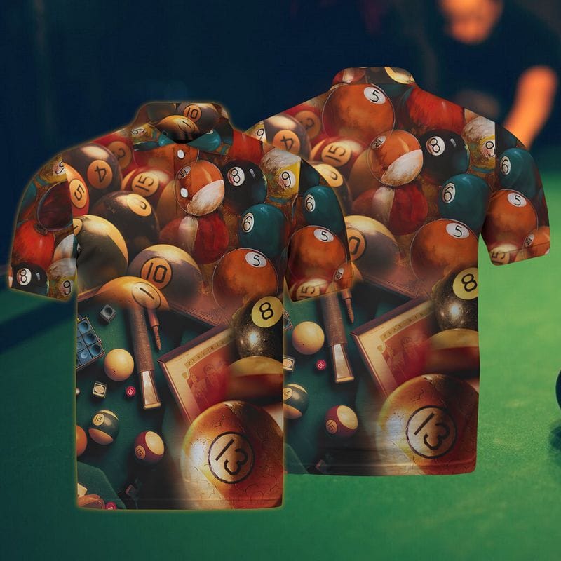 3D All Over Print Full Ball Pattern Polo Shirt/ Idea Gift for Pool Player