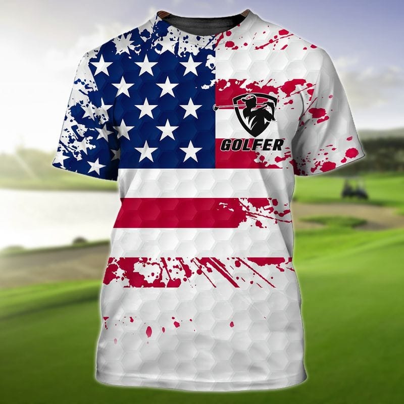 3D All Over Printed Golfer T Shirt In American Flag Pattern/ Golfer Shirt/ Golf Shirts women