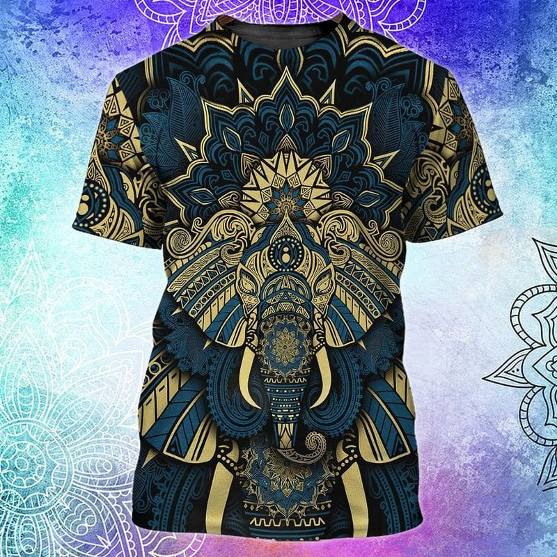 3D All Over Print Mandala Elephant Shirt/ Mandala Hippie Shirts