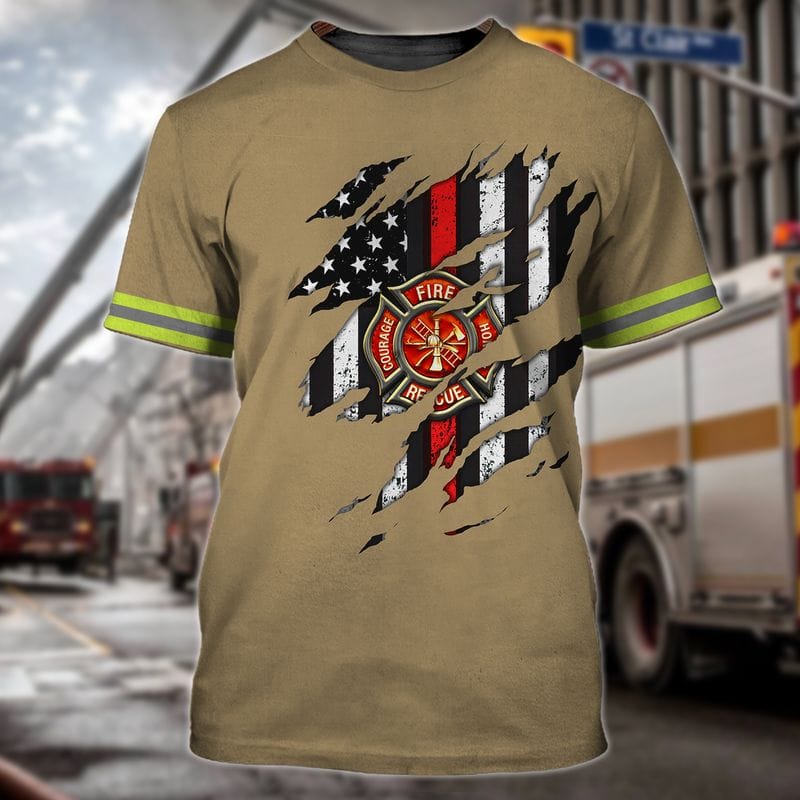 Flag American Firefighter 3D Printed Shirt/ Firefighter Apparel/ Cool T Shirt For Firefighter Lovers