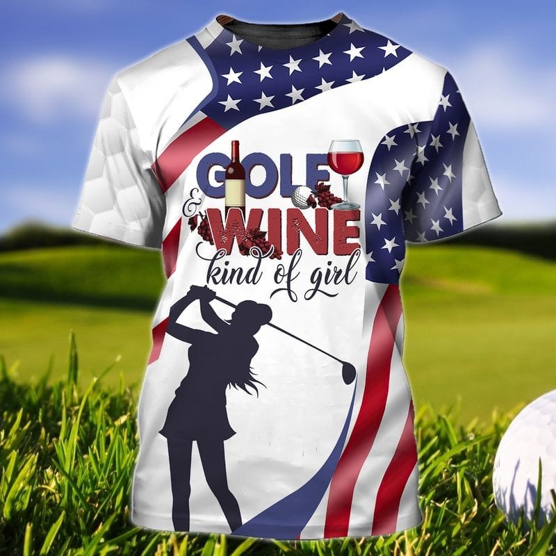 3D All Over Printed Golf And Wine T Shirt/ Women Golf Shirt/ Golf Shirt For Her